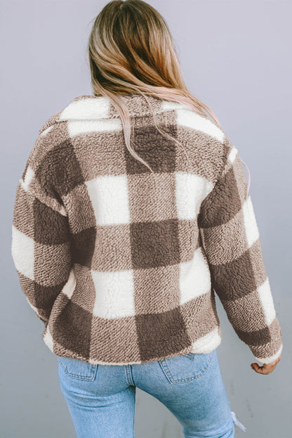 Plaid Buttoned Flap Shacket