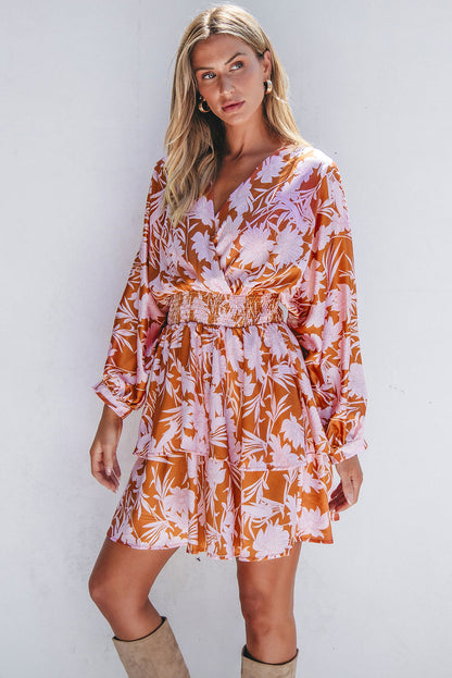 Floral Smocked Waist Layered Dress