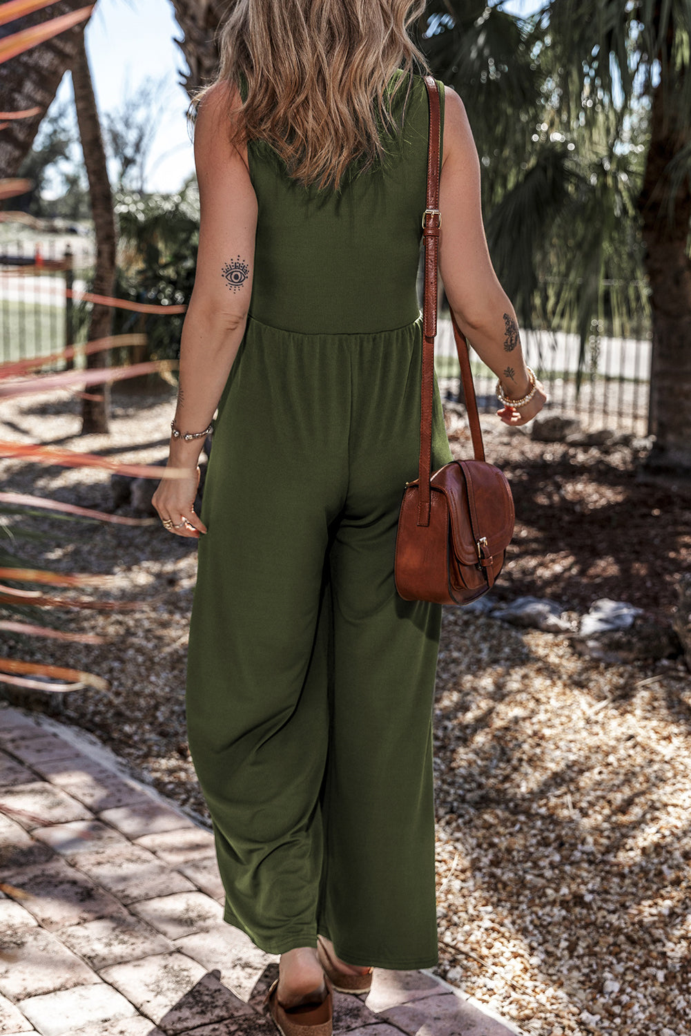 Sleeveless Ruched Wide Leg Jumpsuit