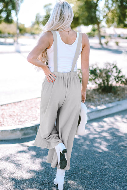 Self-Tie Strap Wide-Leg Overalls