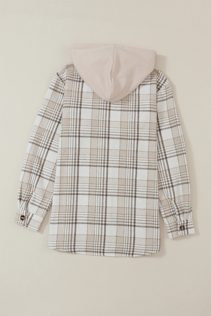 Plaid Hood Buttoned Shacket