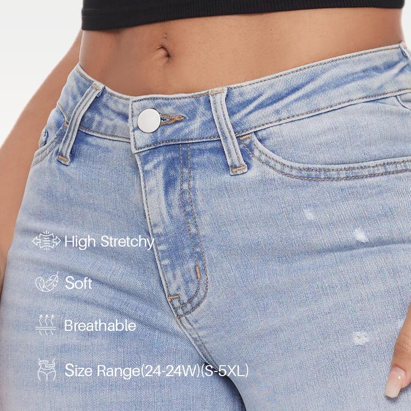 Mid-low Rise Baggy Stretchy Jeans