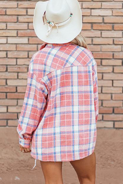 Plaid Flap Pocket Button Up Shacket