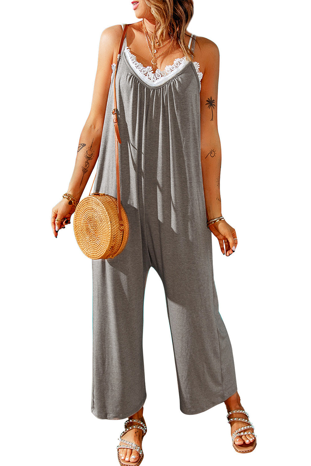 Spaghetti Straps Wide Leg Jumpsuits