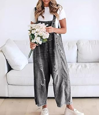 Loose Fit Adjustable Strap Denim Overalls