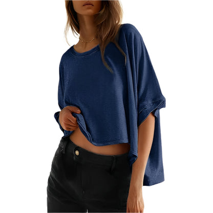 Womens Solid T Shirts for Women Loose Oversized Tops Basic Tee