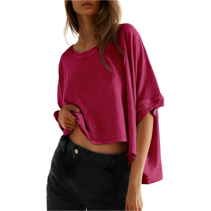 Womens Solid T Shirts for Women Loose Oversized Tops Basic Tee