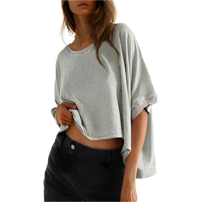 Womens Solid T Shirts for Women Loose Oversized Tops Basic Tee