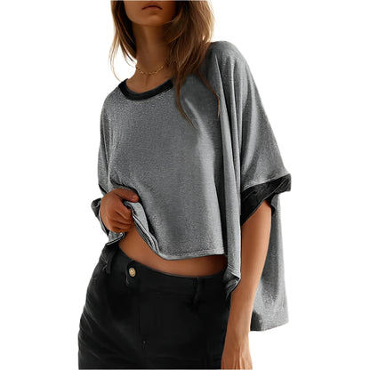 Womens Solid T Shirts for Women Loose Oversized Tops Basic Tee