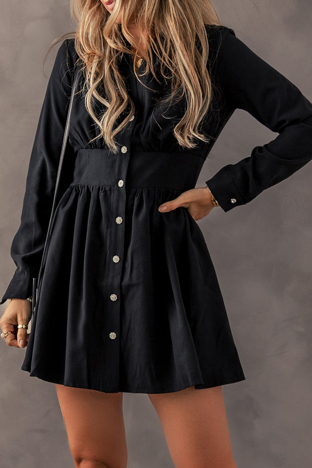 Elastic Cinched High Waist Shirt Mini Dress