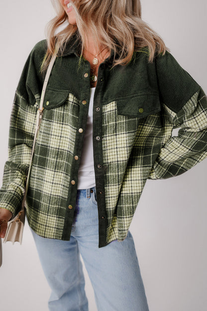 Snap Buttons Plaid Shacket