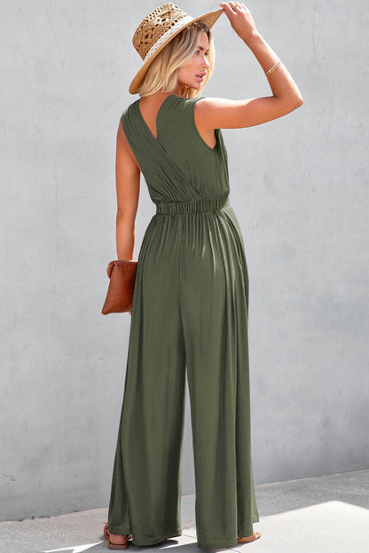 Crisscross Wide Leg Backless Jumpsuit