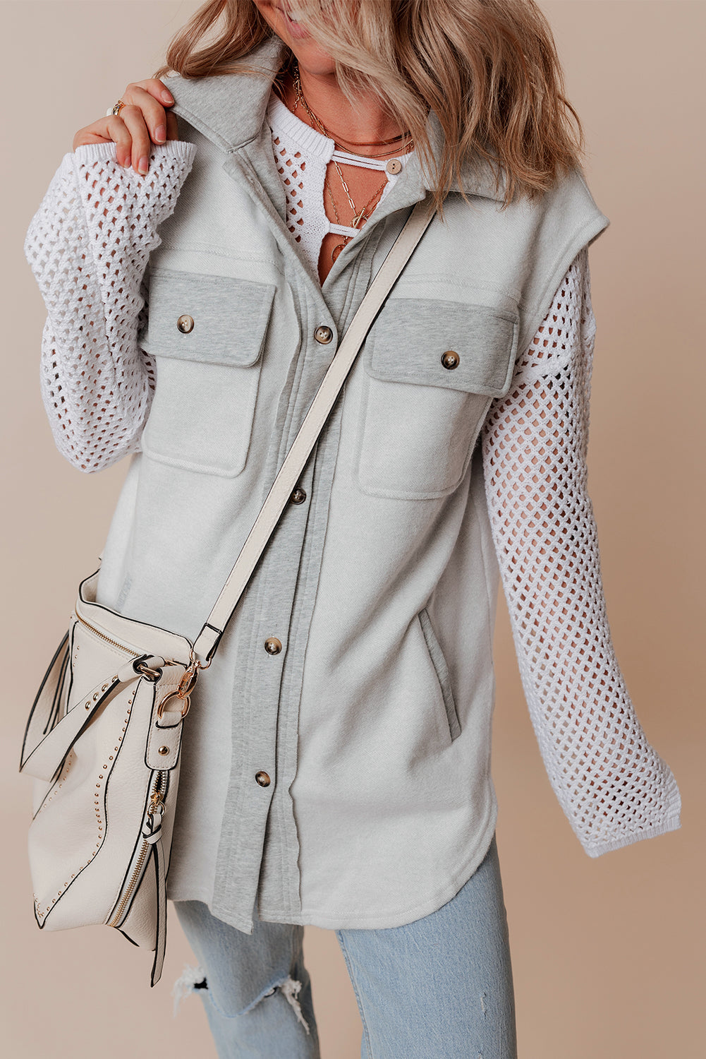 Contrast Buttons Jacket Vest