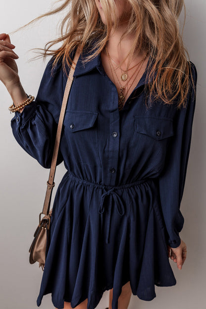 Chest Pockets Tunic Shirt Mini Dress