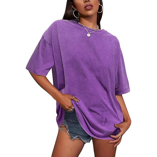 Oversized Women's Heavyweight Cotton T-Shirts Half Short Sleeves Casual Loose Streetwear Tee Tops