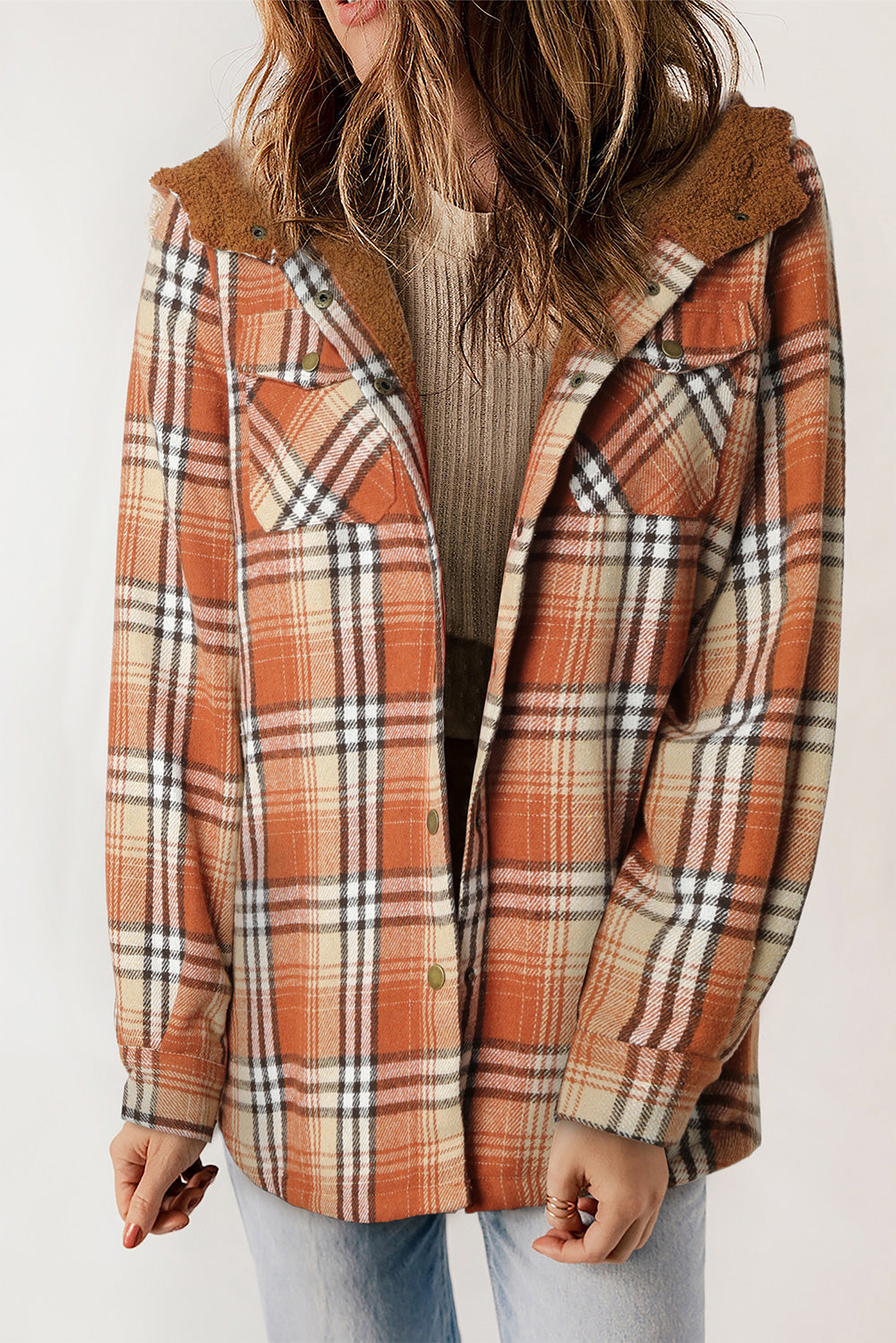 Plaid Lined Hooded Shacket