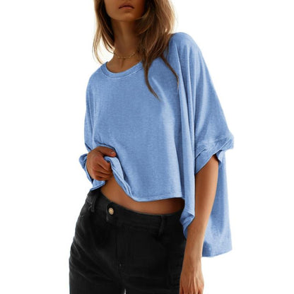 Womens Solid T Shirts for Women Loose Oversized Tops Basic Tee