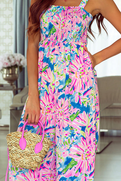 Abstract Floral Wide Leg Jumpsuit