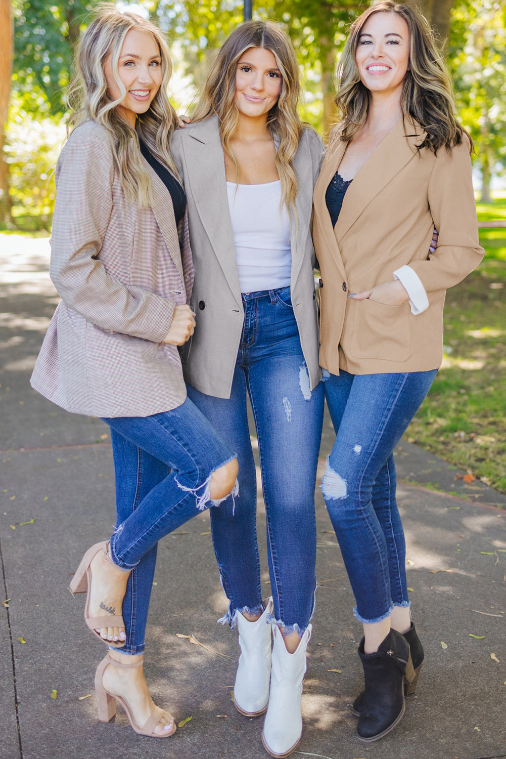 Buttoned Lapel Collar Blazer