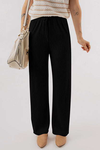 Textured Loose Drawstring Pants