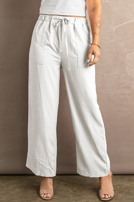 Waist Crinkled Wide Leg Pants