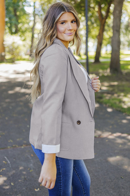 Buttoned Lapel Collar Blazer