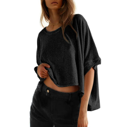 Womens Solid T Shirts for Women Loose Oversized Tops Basic Tee