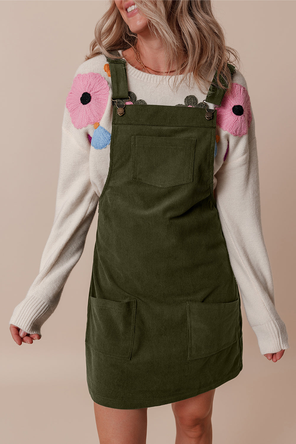 Sleeveless Corduroy Overall Dress