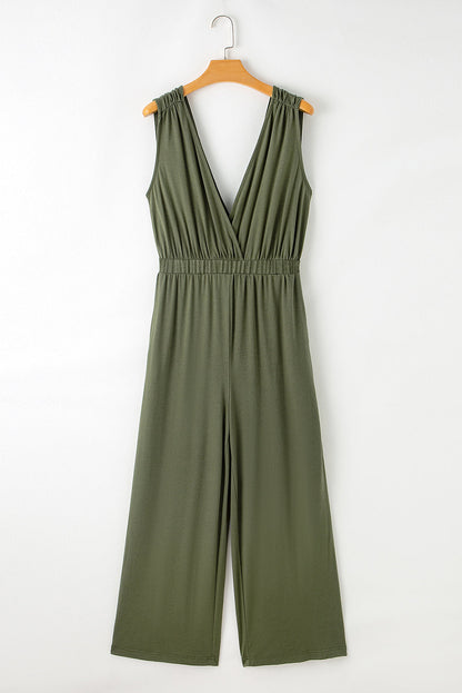 Crisscross Wide Leg Backless Jumpsuit