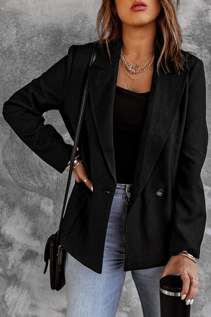 Buttoned Lapel Collar Blazer