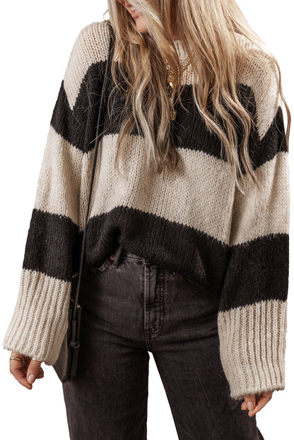 Colorblock Loose Pullover Sweater