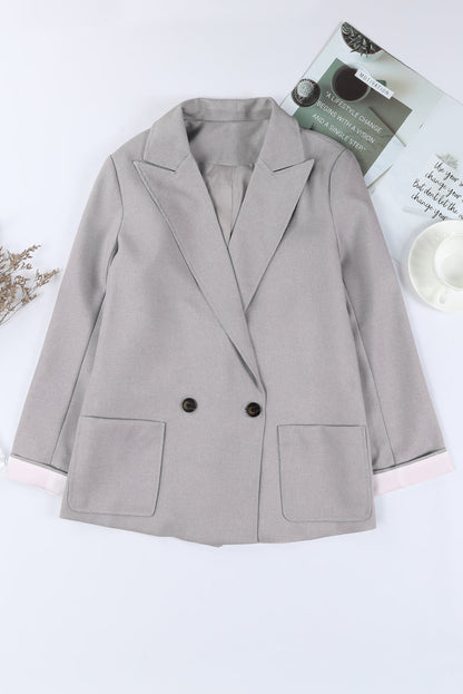 Buttoned Lapel Collar Blazer