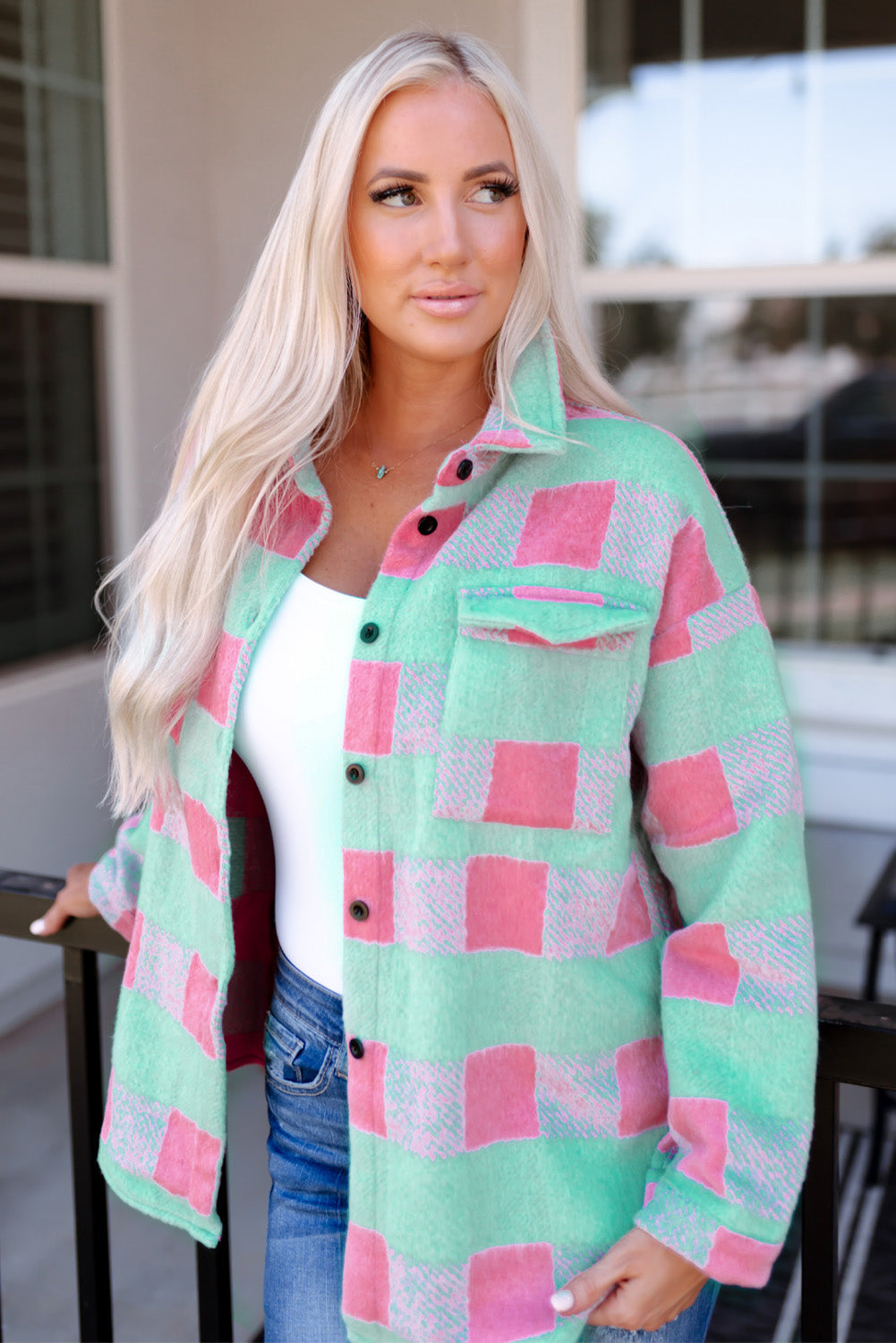 Plaid Pattern Oversized Shacket