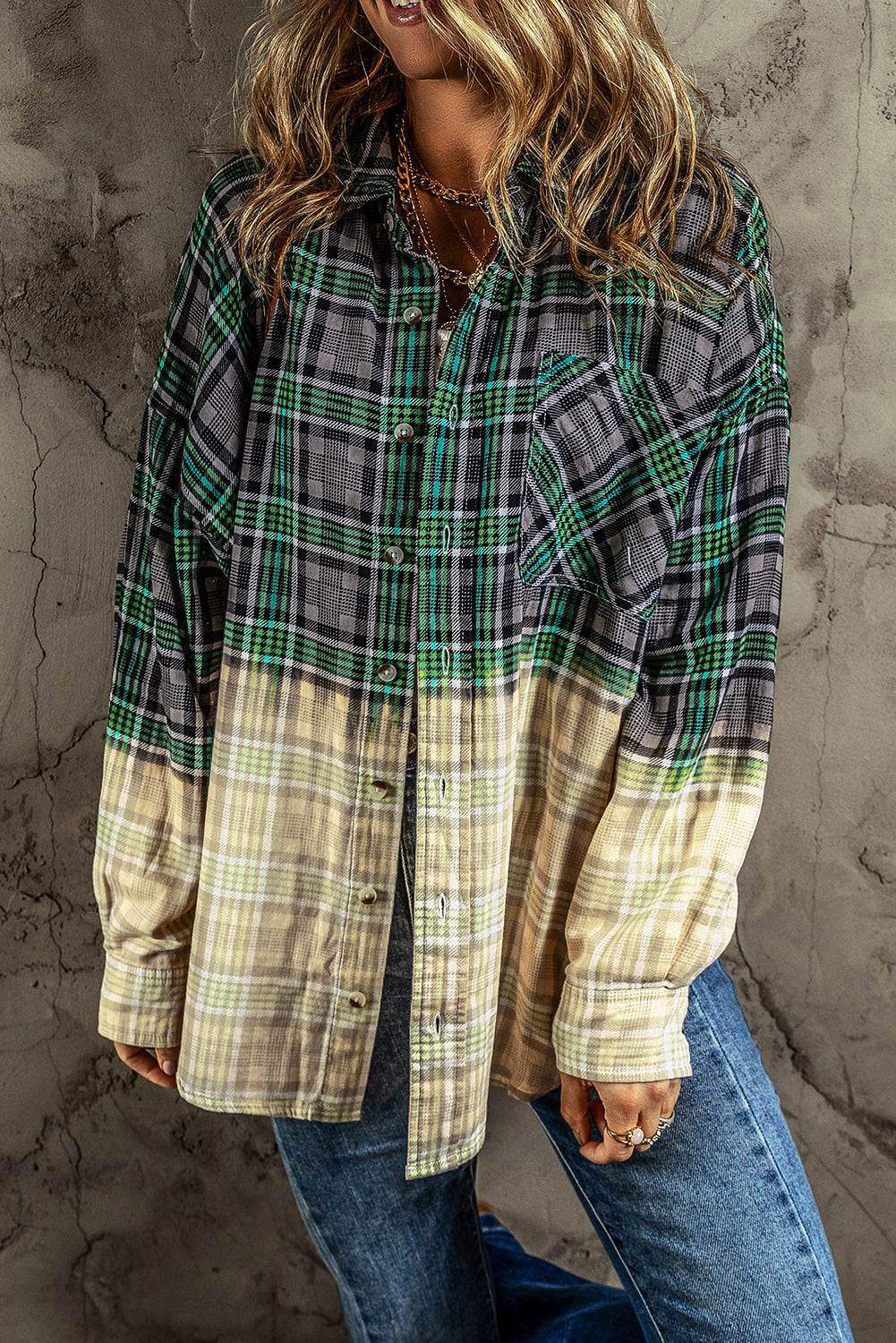 Plaid Chest Pocket Button Shacket