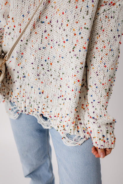 Confetti Distressed Knit Sweater