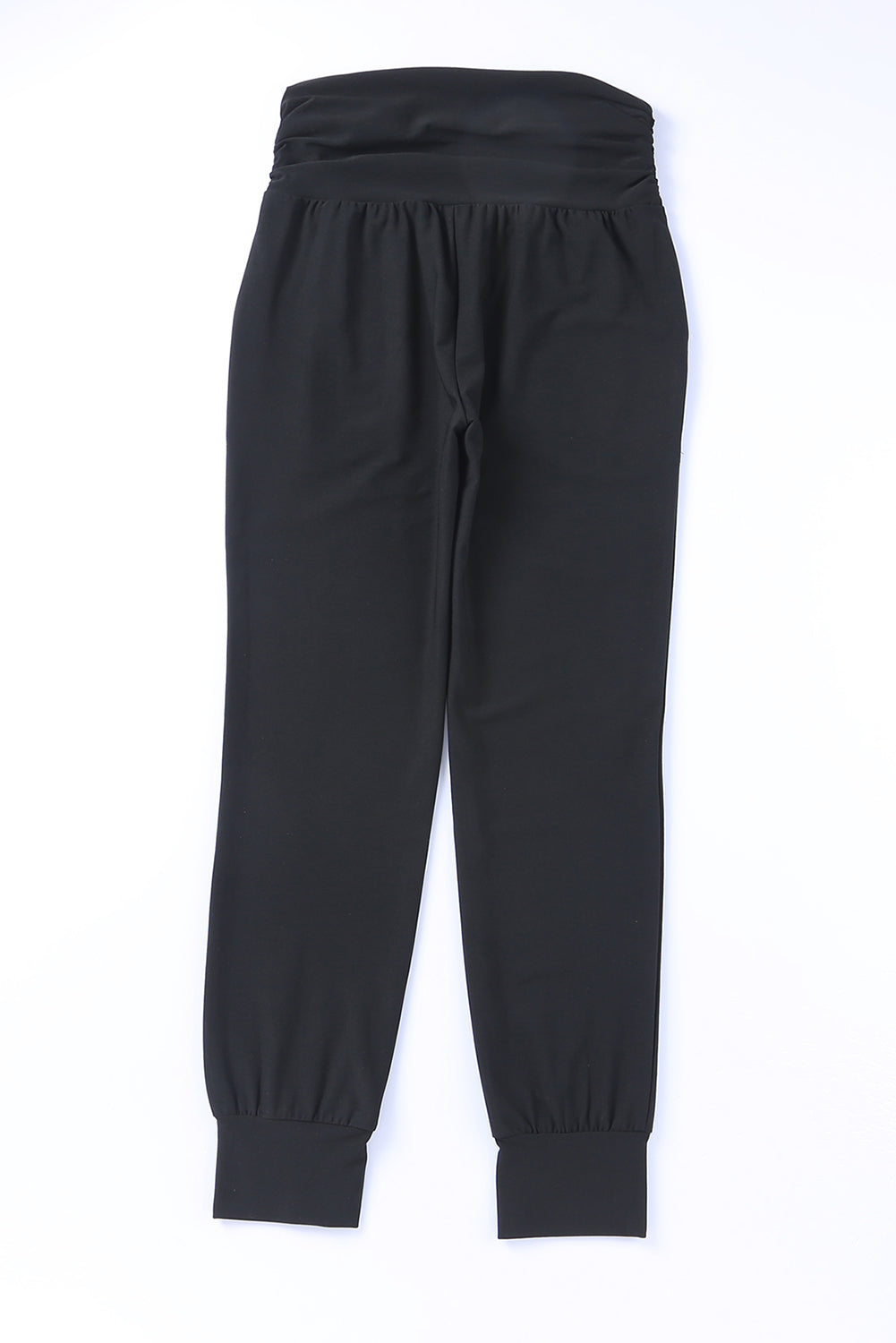 High Waist Black Pleated Pocket Leggings