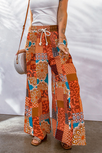 Boho Drawstring Wide Leg Pants