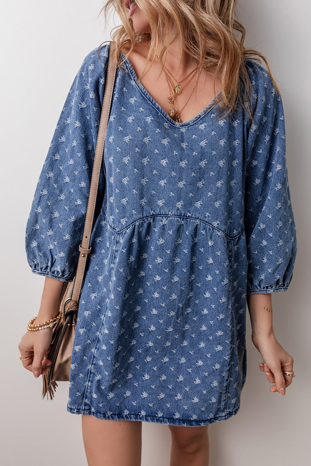 Open Back Loose Fit Denim Dress