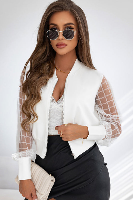 Mesh Zip Up Bomber Jacket