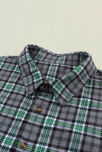 Plaid Chest Pocket Button Shacket