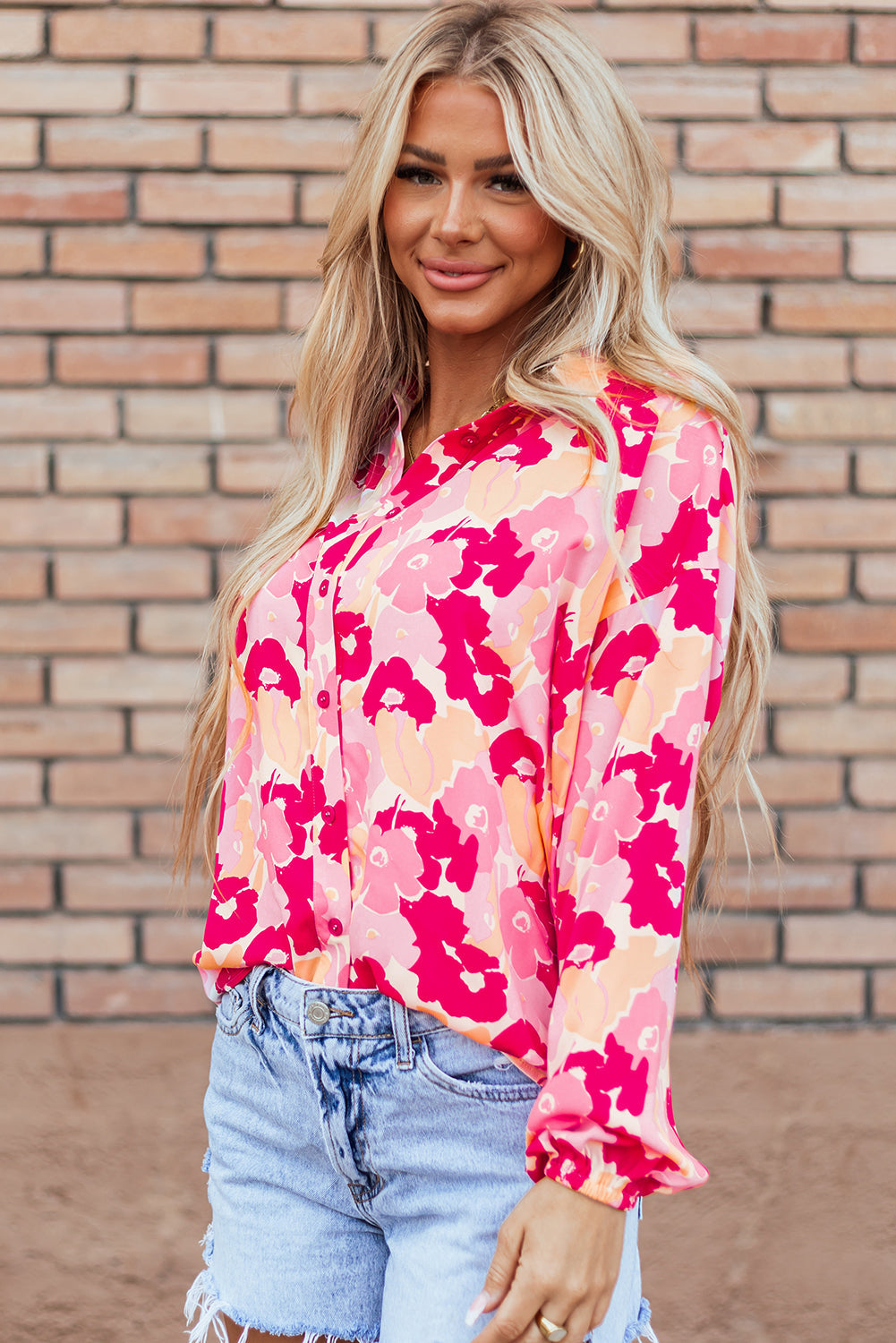 Blooming Puff Sleeve Buttoned Shirt