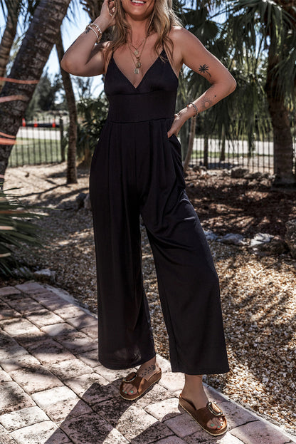 Wide Leg High Waist Cami Jumpsuit