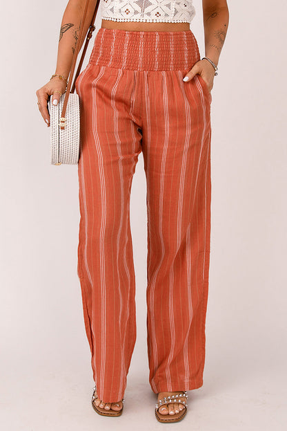 Orange High Waist Straight Leg Pants