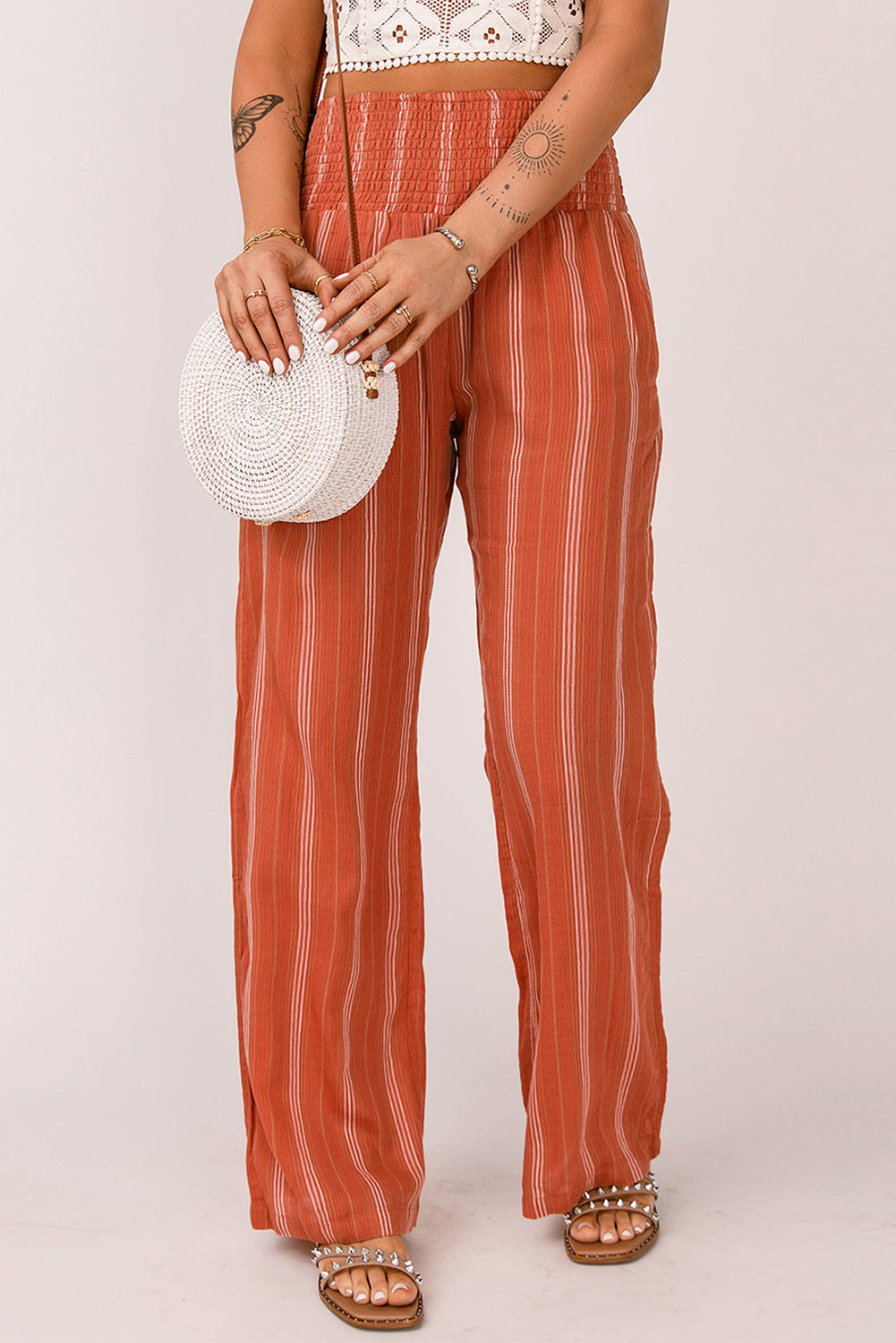 Orange High Waist Straight Leg Pants