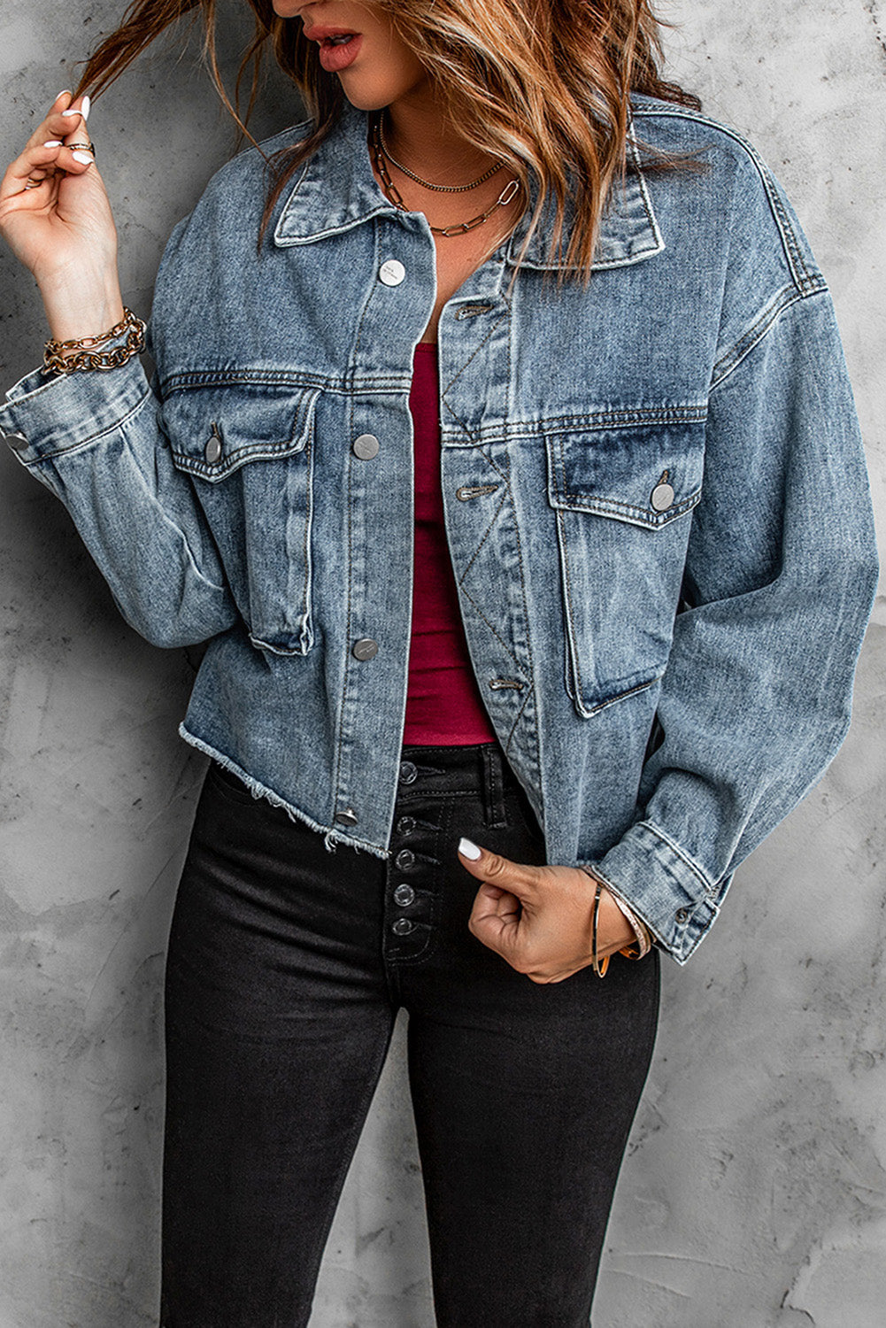 Fashion Sky Blue Denim Jacket