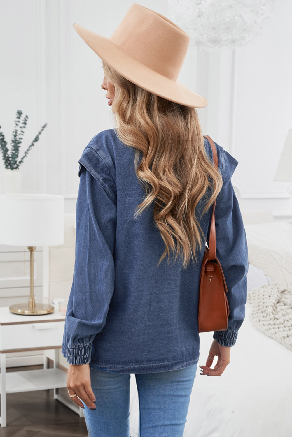 Blue Elastic Cuffs Denim Jacket