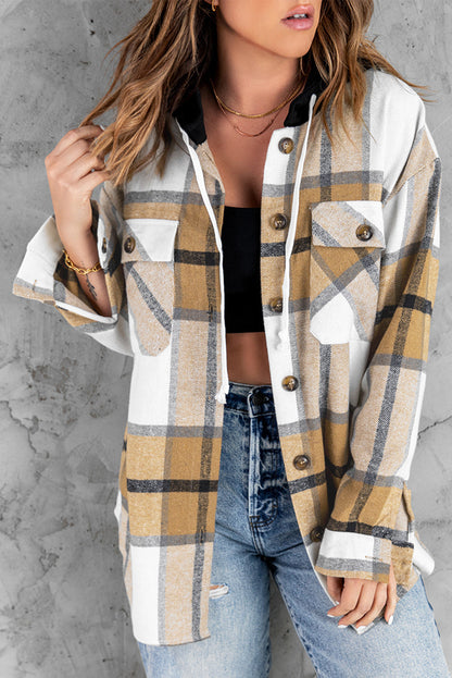 Plaid Hooded Shirt Jacket