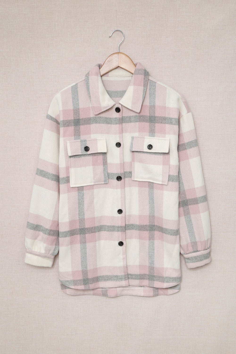 Pink Plaid Women Shacket