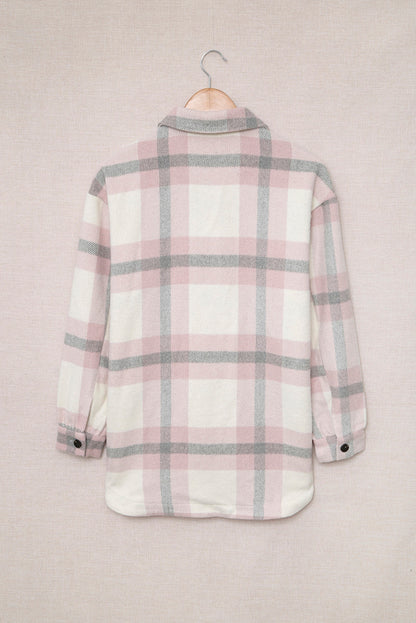 Pink Plaid Women Shacket