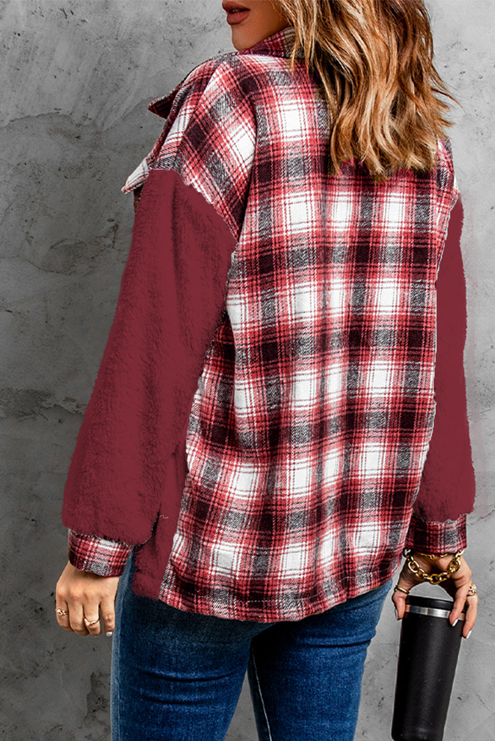 Red Plaid Sherpa Jacket